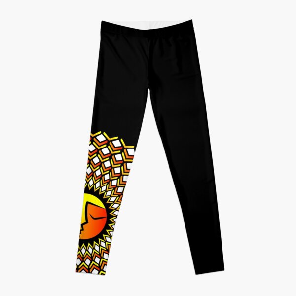 Ethnic ornament of the sun and moon in one person Leggings