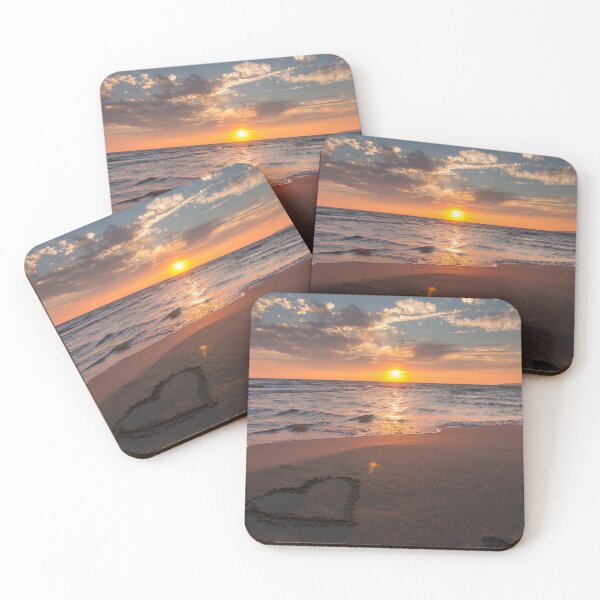 Item preview, sunsetting over beach with love heart in sand designed and sold by ydsdesigns.