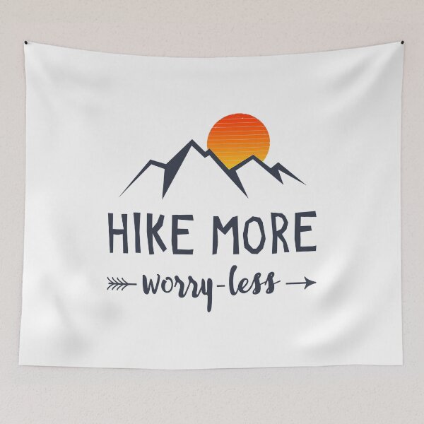 Item preview, Hike More Worry Less Sunset Mountain Hiking Saying designed and sold by BennetJaco.