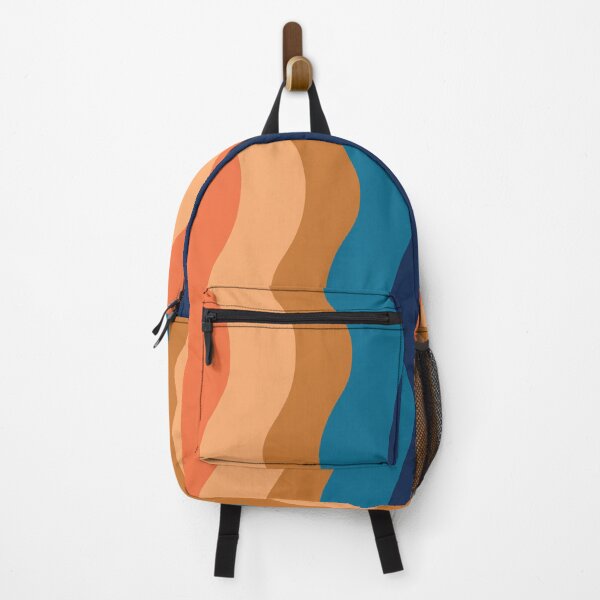 Item preview, Retro 70s groovy lines pattern in orange, ochre and blue designed and sold by Yasminepatterns .
