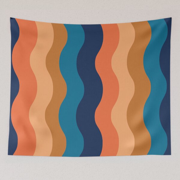 Item preview,  Retro 70s groovy lines pattern in orange, ochre and blue  designed and sold by Yasminepatterns .