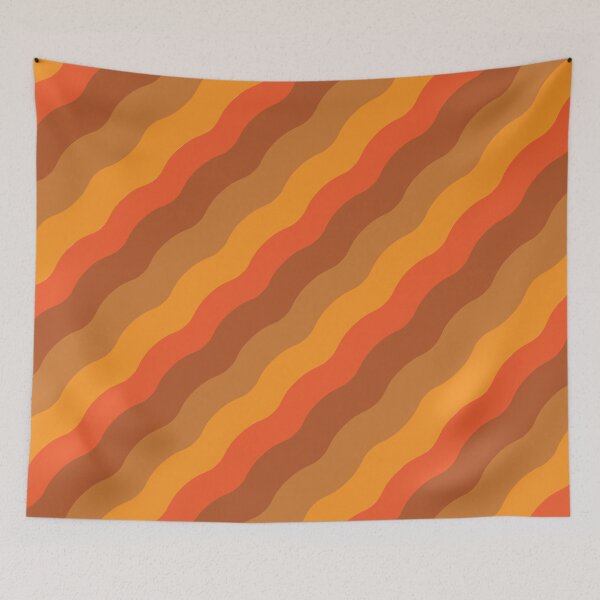 Item preview, Retro Hippie Striped  waves in orange, red, brown and mustard green  designed and sold by Yasminepatterns .