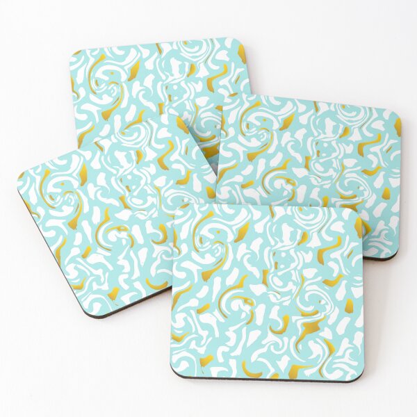 Item preview, Abstract  Aqua Blue Gold Liquid Texture Marble designed and sold by ZubiyaArt.