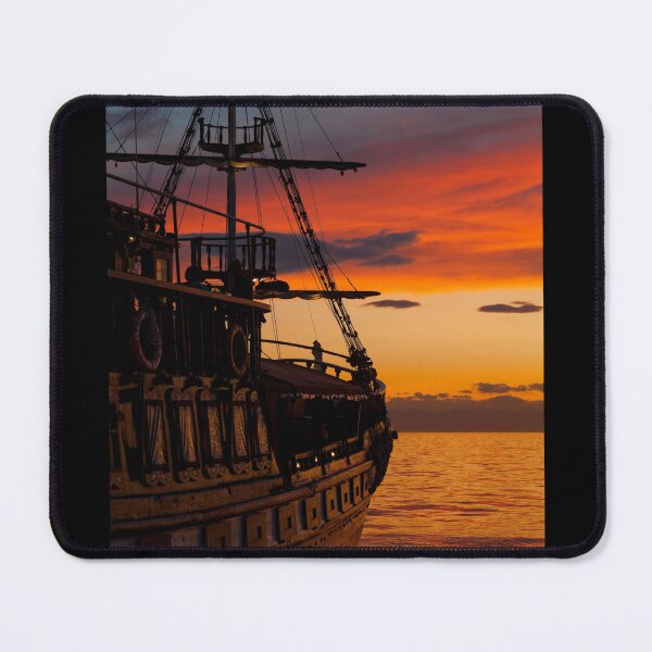 Item preview, Pirate Ship~ Wooden Boat~ Orange and Yellow Sunset or Sunrise designed and sold by bayberrygal.
