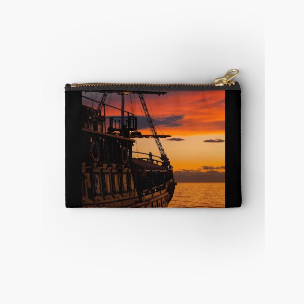 Item preview, Pirate Ship~ Wooden Boat~ Orange and Yellow Sunset or Sunrise designed and sold by bayberrygal.