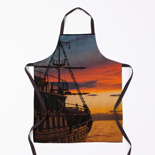 Item preview, Pirate Ship~ Wooden Boat~ Orange and Yellow Sunset or Sunrise designed and sold by bayberrygal.