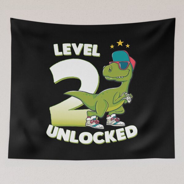 Item preview, Level 2 Unlocked 2nd Birthday Dinosaur T Rex 2 Years Old Boys Gift designed and sold by MalloWilli.