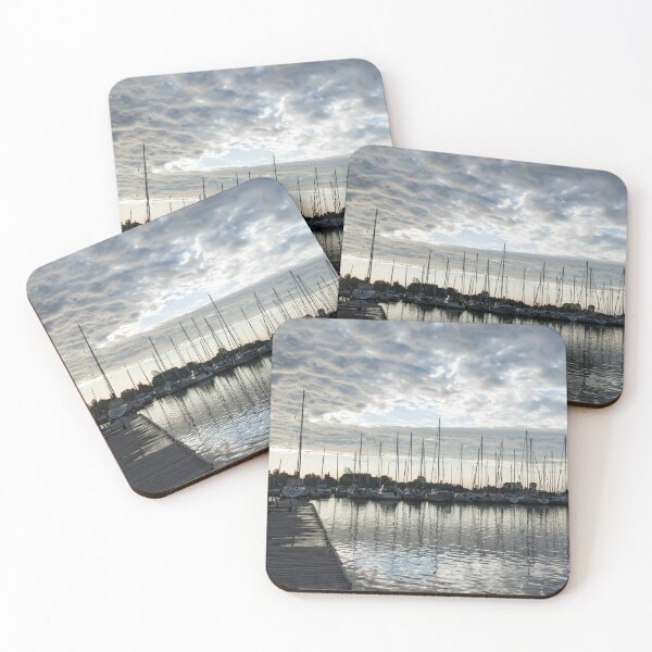 Item preview, Silvery Grays and Blues - Boat Marina After the Rain designed and sold by Georgia Mizuleva.
