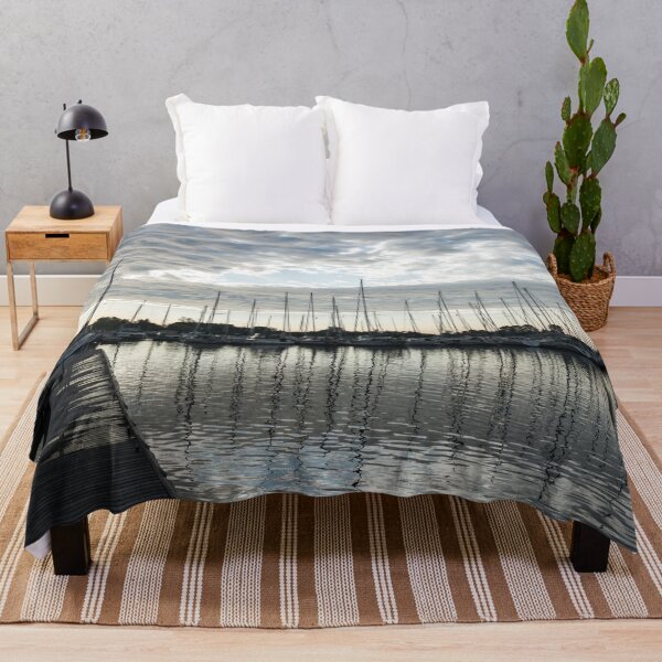 Item preview, Silvery Grays and Blues - Boat Marina After the Rain designed and sold by Georgia Mizuleva.