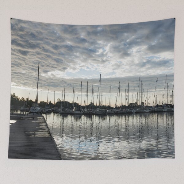 Item preview, Silvery Grays and Blues - Boat Marina After the Rain designed and sold by Georgia Mizuleva.