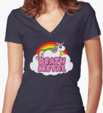 Death Metal Unicorn Women's Fitted V-Neck T-Shirt