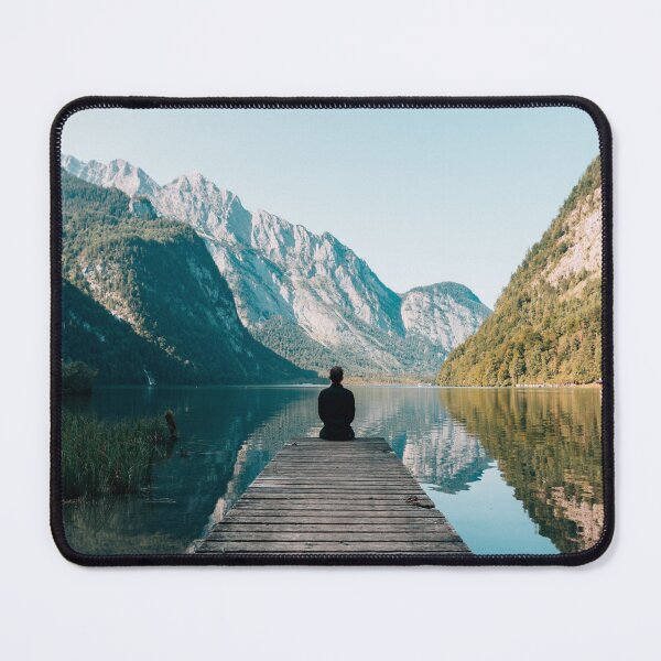Item preview, lone figure sat on jetty looking at stunning scenery designed and sold by ydsdesigns.
