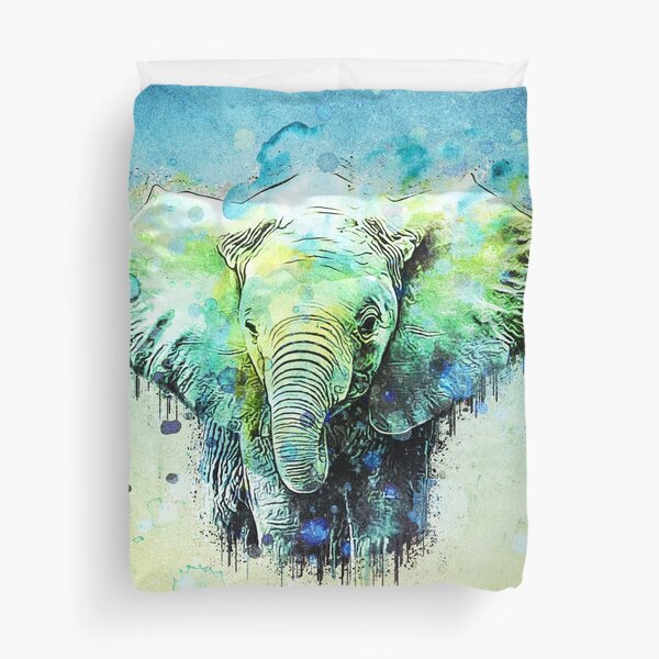 watercolor elephant Duvet Cover