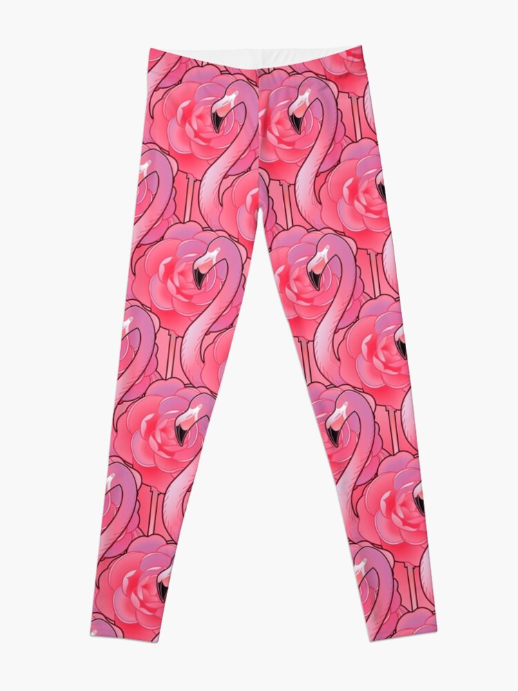 Alternate view of Cute graphic flamingo pattern Leggings