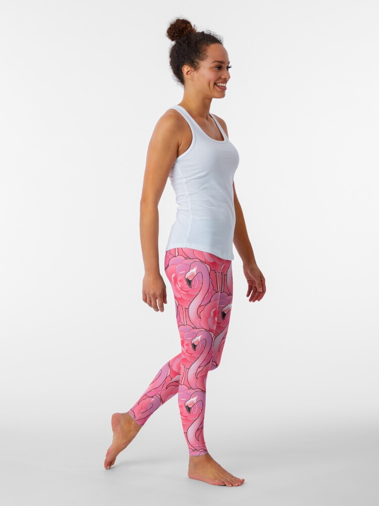 Alternate view of Cute graphic flamingo pattern Leggings