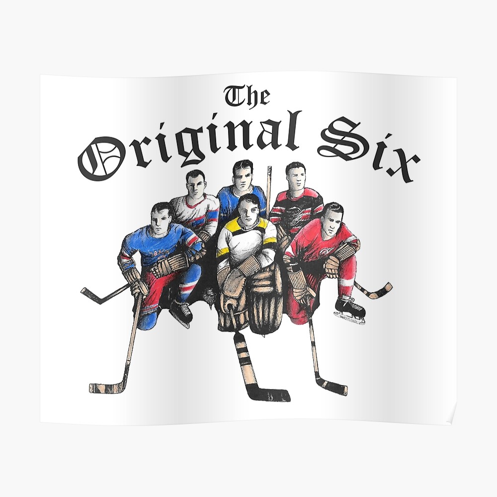 Classic Original Six 6 Vintage Old School Hockey Pullover Hoodie