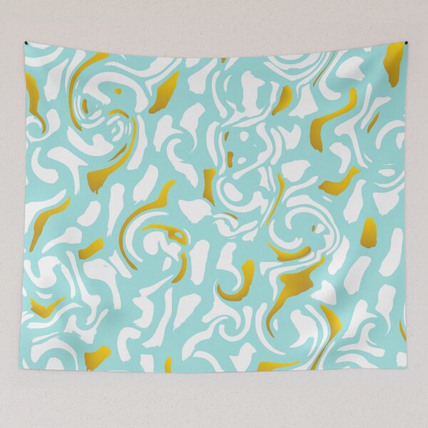 Item preview, Abstract  Aqua Blue Gold Liquid Texture Marble designed and sold by ZubiyaArt.
