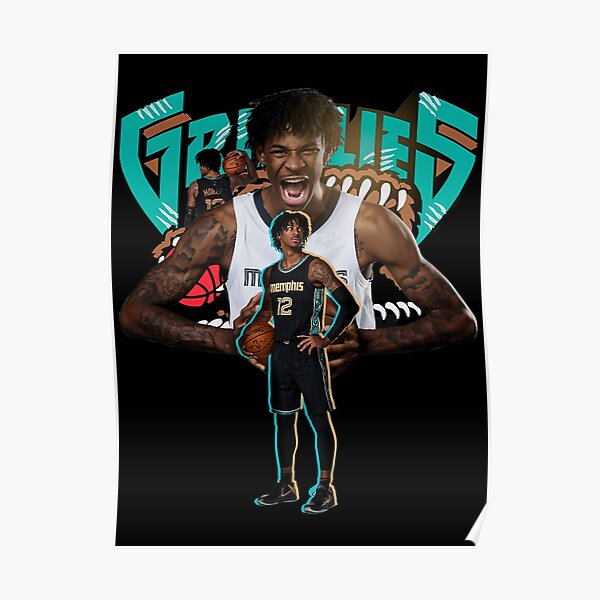 359702 Memphis Grizzlies #12 Jamel Ja Morant Blue Jersey Art Poster