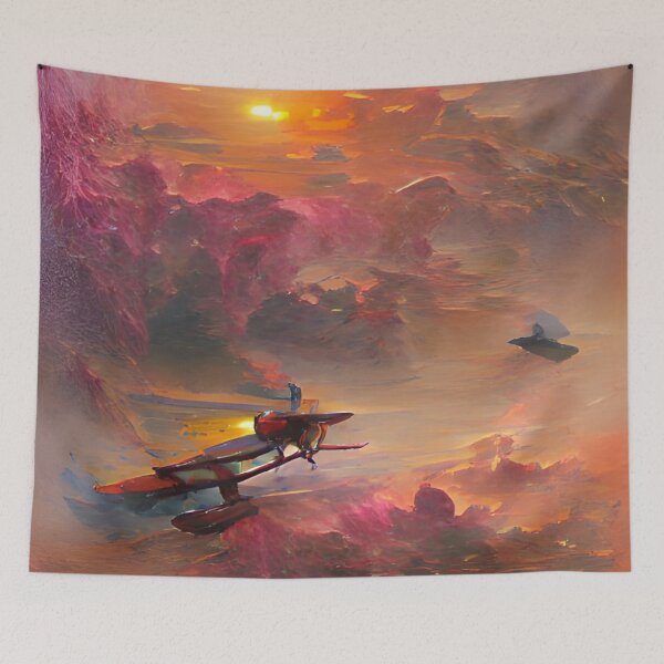 Item preview, Airoplane In Sunset | Artificial Inteligence Generated Art designed and sold by AllAboutAI.
