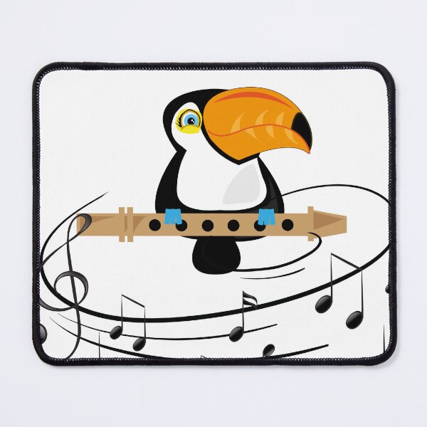 Item preview, Cute little toucan, holding a flute, music notes are flying around. designed and sold by melissamaduka.