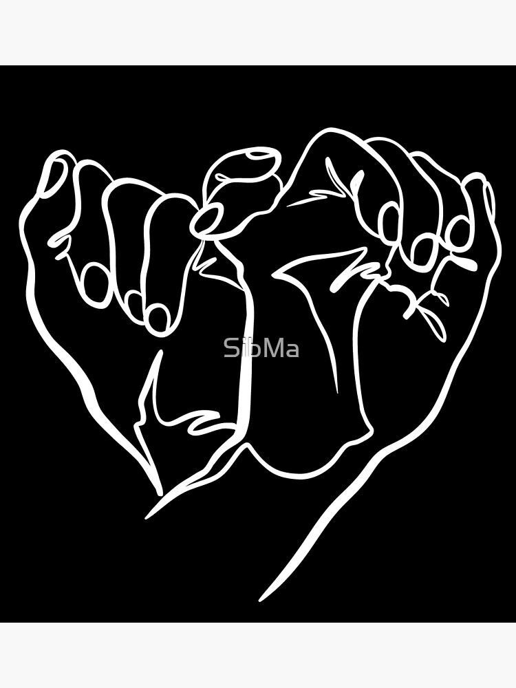 Hands gesture heart shape line drawing Poster for Sale by SibMa