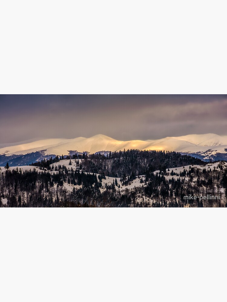 Thumbnail 3 of 3, Sticker, carpathians on golden winter sunrise designed and sold by mike-pellinni.