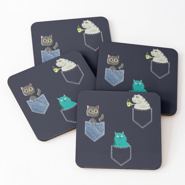 Item preview, Funny Cats in Pockets Retro Kawaii Anime Coffee & Cat Lover designed and sold by r-silver.