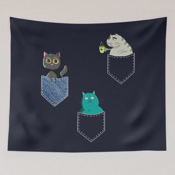 Item preview, Funny Cats in Pockets Retro Kawaii Anime Coffee & Cat Lover designed and sold by r-silver.