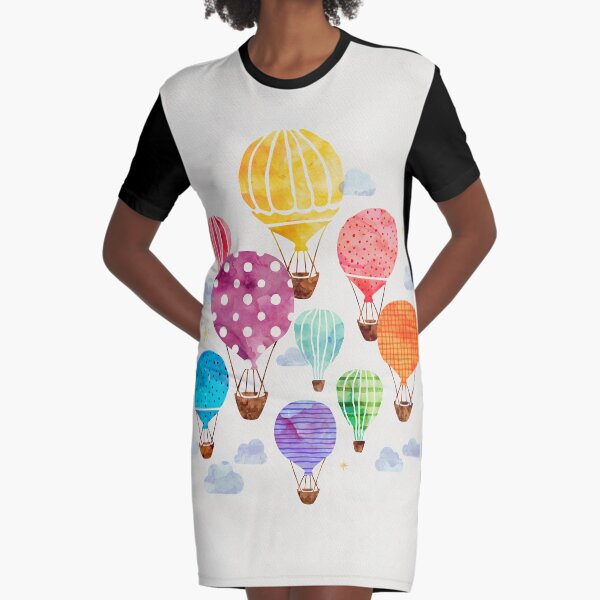 Hot Air Balloon Graphic T-Shirt Dress