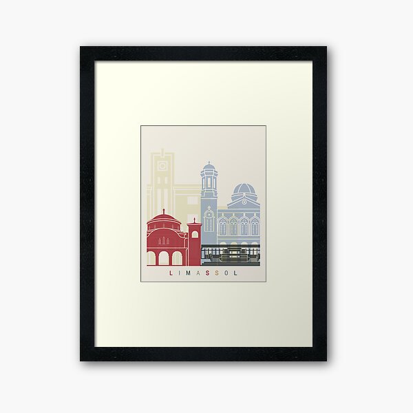 Limassol skyline poster Framed Art Print
