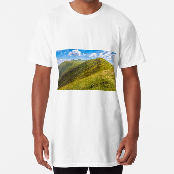 path through a meadow on hillside Long T-Shirt