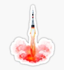 Watercolor rocket launch Sticker