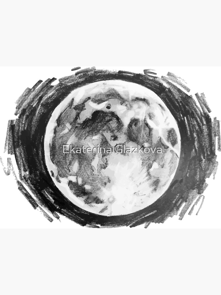 Moon over the Peaks, Pencil Drawing Art Art Print by Szafranscy Art Studio  | Society6