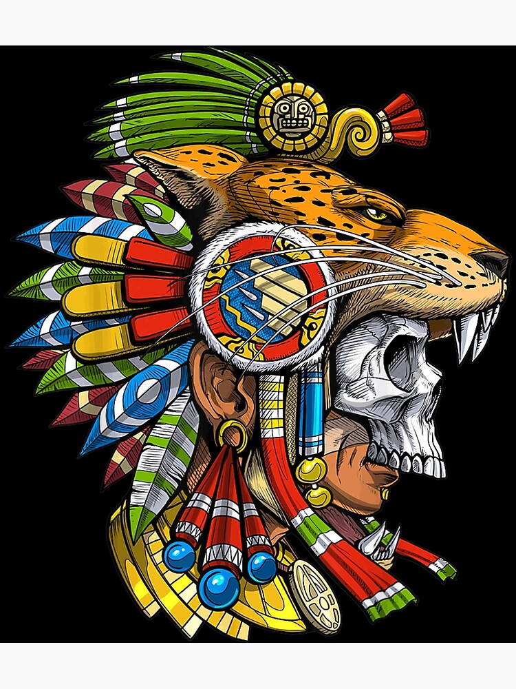 Aztec Jaguar Warrior Skull Native Mexica Healing #1 Canvas Print