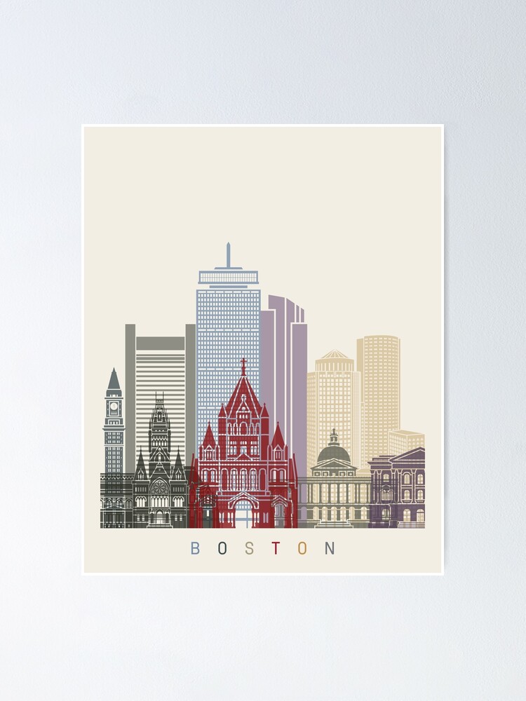 Boston Skyline Poster Poster By Paulrommer Redbubble