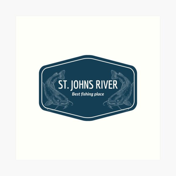 Aperçu de l'œuvre St Johns River en Floride, États-Unis d'Amérique - Meilleure destination de pêche Logo créée et vendue par Vintage-TM.