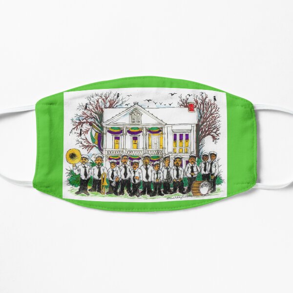 New Orleans Street Band During Mardi Gras Festival Flat Mask