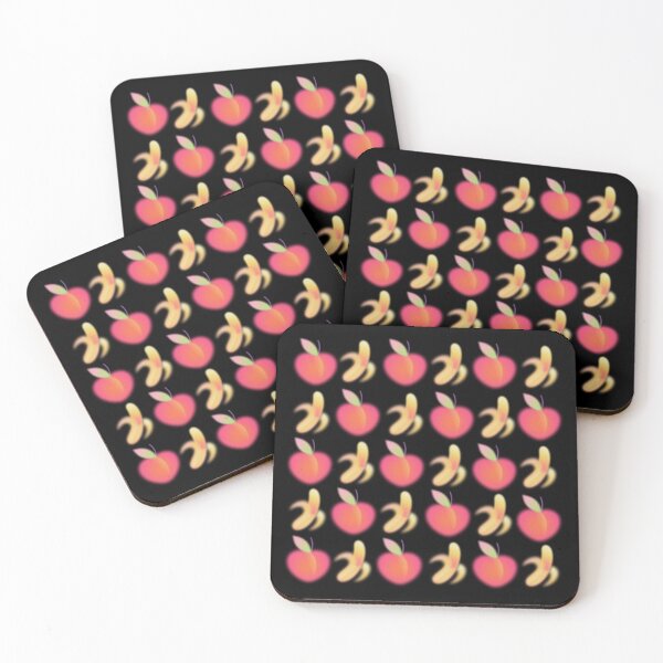 Item preview, A cute repeating design using juicy ripe fruit... Peaches and Bananas set off against a black back-ground designed and sold by Wonder & Whimsy.