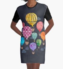 Hot Air Balloon Night Graphic T-Shirt Dress