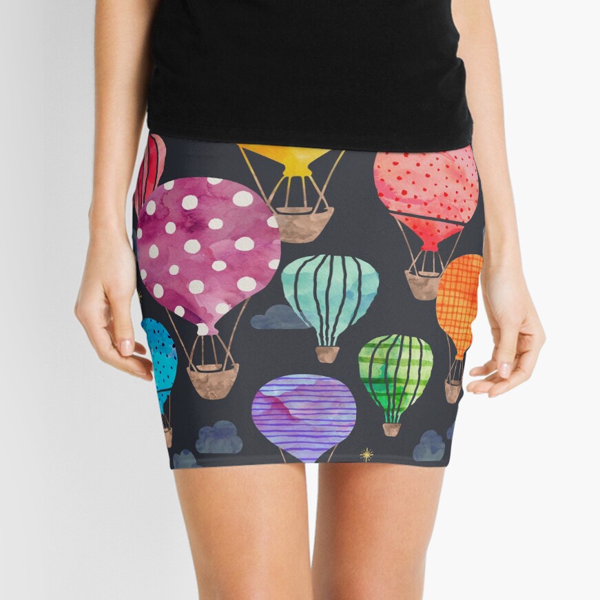 Hot Air Balloon Night Mini Skirt