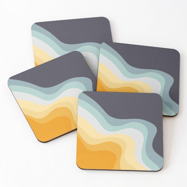 Item preview, Blue and yellow retro style waves designed and sold by BattaAnastasia.