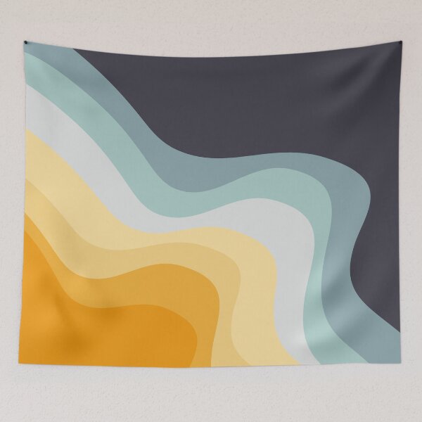 Item preview, Blue and yellow retro style waves designed and sold by BattaAnastasia.