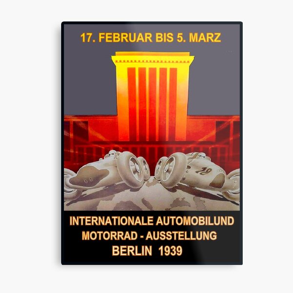 GERMAN GRAND PRIX: Vintage 1939 Auto Racing Print Metal Print