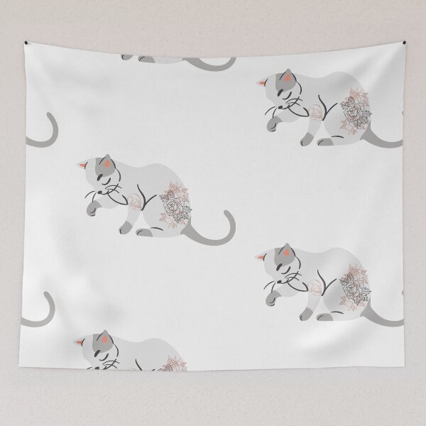 Item preview, abstract flowers tatoo cat designed and sold by Donya-Adel.