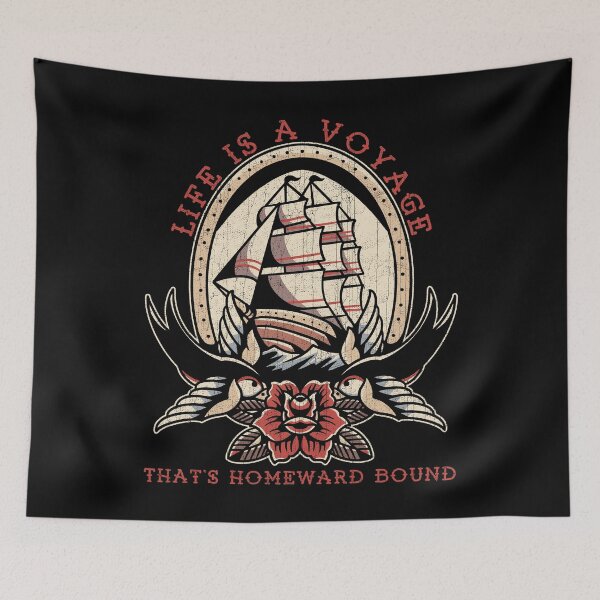Item preview, Life is a Voyage That's Homeward Bound, Old School Nautical Sailing Ship Tattoo designed and sold by Proverbial Wisdom Design.
