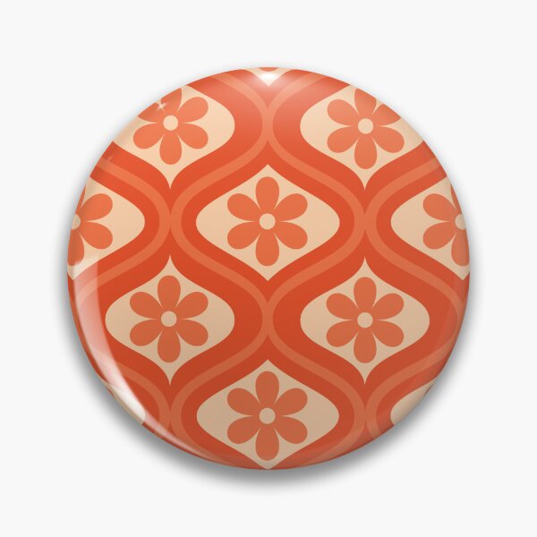 Item preview,  Retro Orange Flower Pattern on  Mid Century oval ogee  designed and sold by Yasminepatterns .