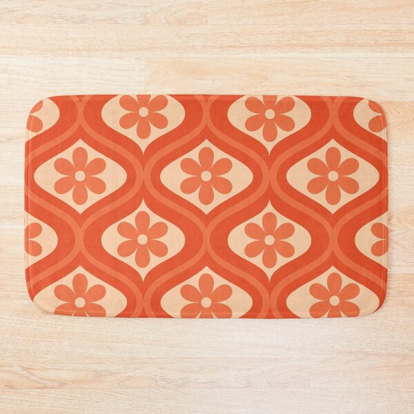 Item preview,  Retro Orange Flower Pattern on  Mid Century oval ogee  designed and sold by Yasminepatterns .