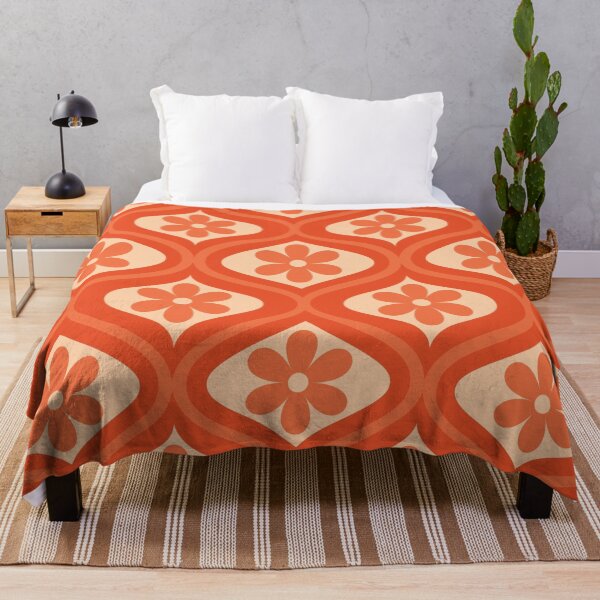 Item preview,  Retro Orange Flower Pattern on  Mid Century oval ogee  designed and sold by Yasminepatterns .