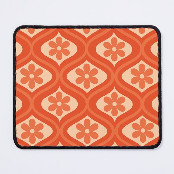 Item preview,  Retro Orange Flower Pattern on  Mid Century oval ogee  designed and sold by Yasminepatterns .