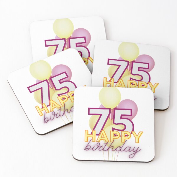 Item preview, 75th birthday -red and yellow balloons Happy birthday designed and sold by pinkdreamdesign.